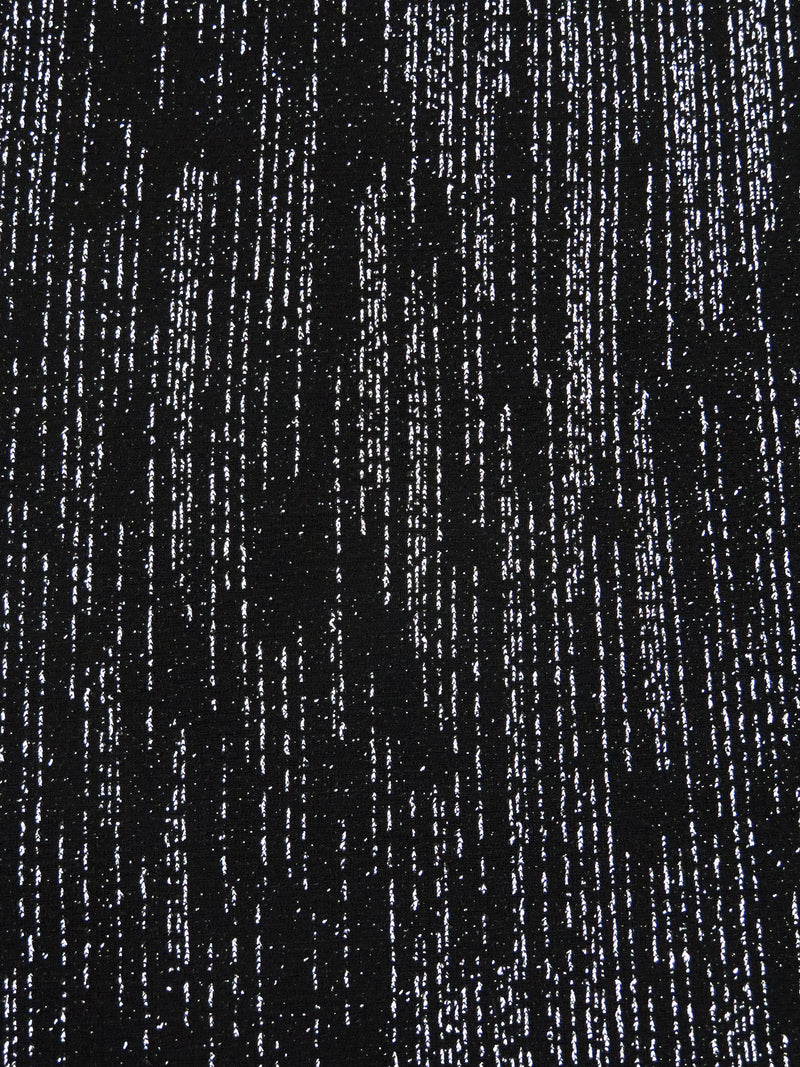 Black/Silver Polyester/Metallic/Lycra Metallic Heathered Foil Crepe-Like Double Knit - NY Designer - 62W