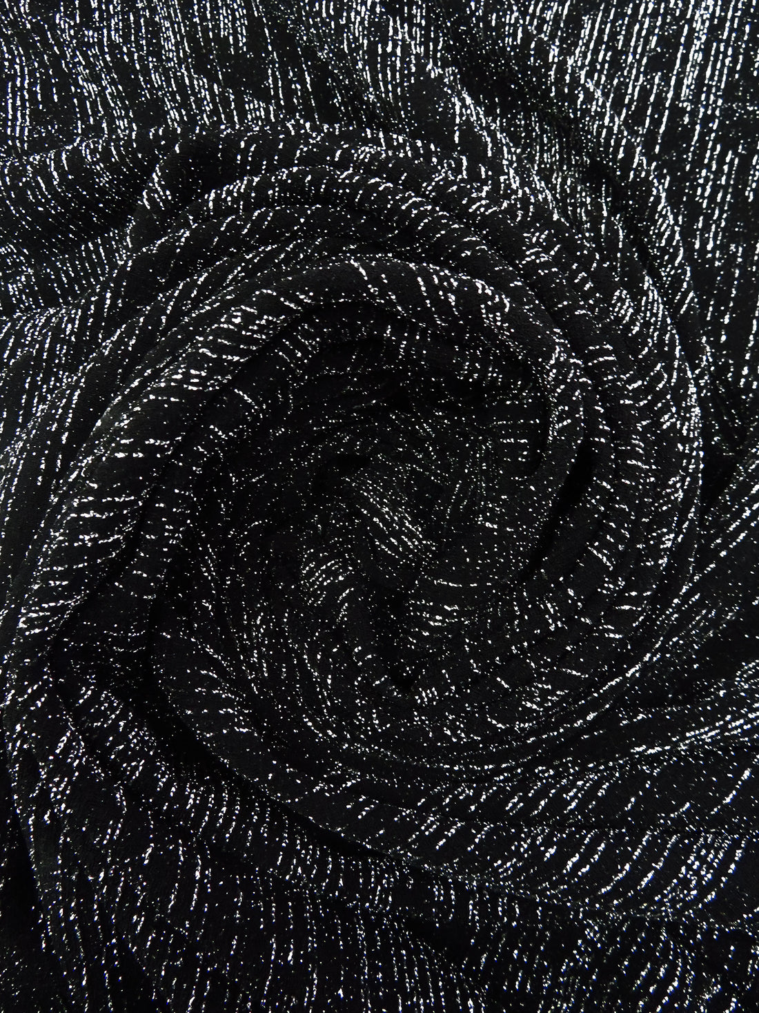 Black/Silver Polyester/Metallic/Lycra Metallic Heathered Foil Crepe-Like Double Knit - NY Designer - 62W