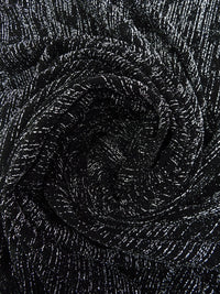 Black/Silver Polyester/Metallic/Lycra Metallic Heathered Foil Crepe-Like Double Knit - NY Designer - 62W