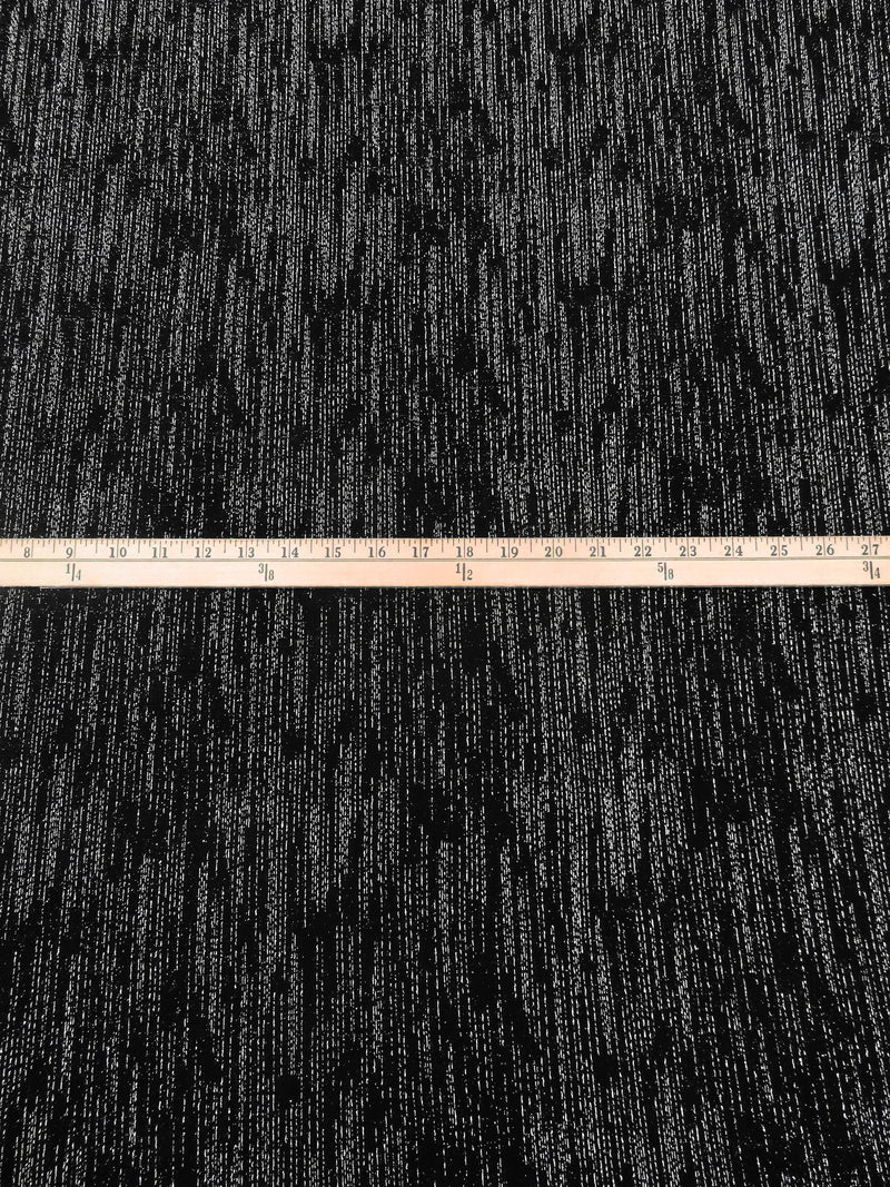 Black/Silver Polyester/Metallic/Lycra Metallic Heathered Foil Crepe-Like Double Knit - NY Designer - 62W