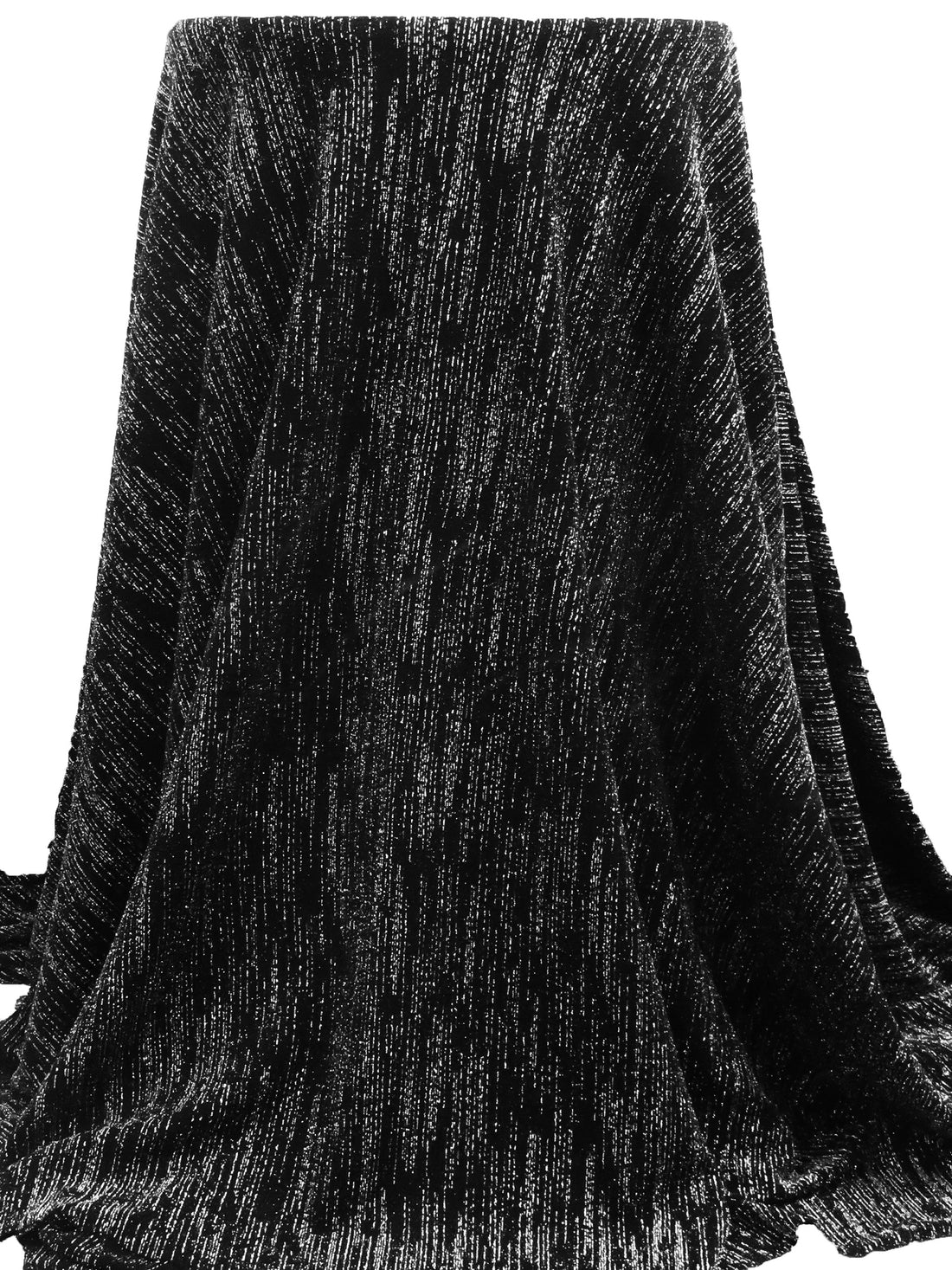 Black/Silver Polyester/Metallic/Lycra Metallic Heathered Foil Crepe-Like Double Knit - NY Designer - 62W