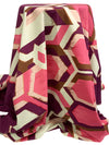 Cerise Pink/Old Mauve/Muted Cream 100% Cotton Large Hazy Geometric Print Lawn - NY Designer - 56W