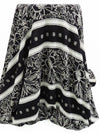 Black/Ghost White/Pewter Gray 100% Rayon Horizontal Floral Stripe Print Crinkle Challis 52W