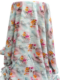 Robins Egg/Tangerine/Pale Dusty Rose/Multi 100% Rayon Abstract Floral Clusters Print Challis 54W