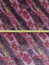 Magenta/Honey Tan/Lilac/Multi Polyester/Lycra Diagonal Floral Lace Motif Print Stretch Velvet Knit 54W