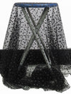 Black Acrylic/Nylon Scattered Embossed Polka Dots On Netting - Imported From France By Monique Lhuillier - 55W