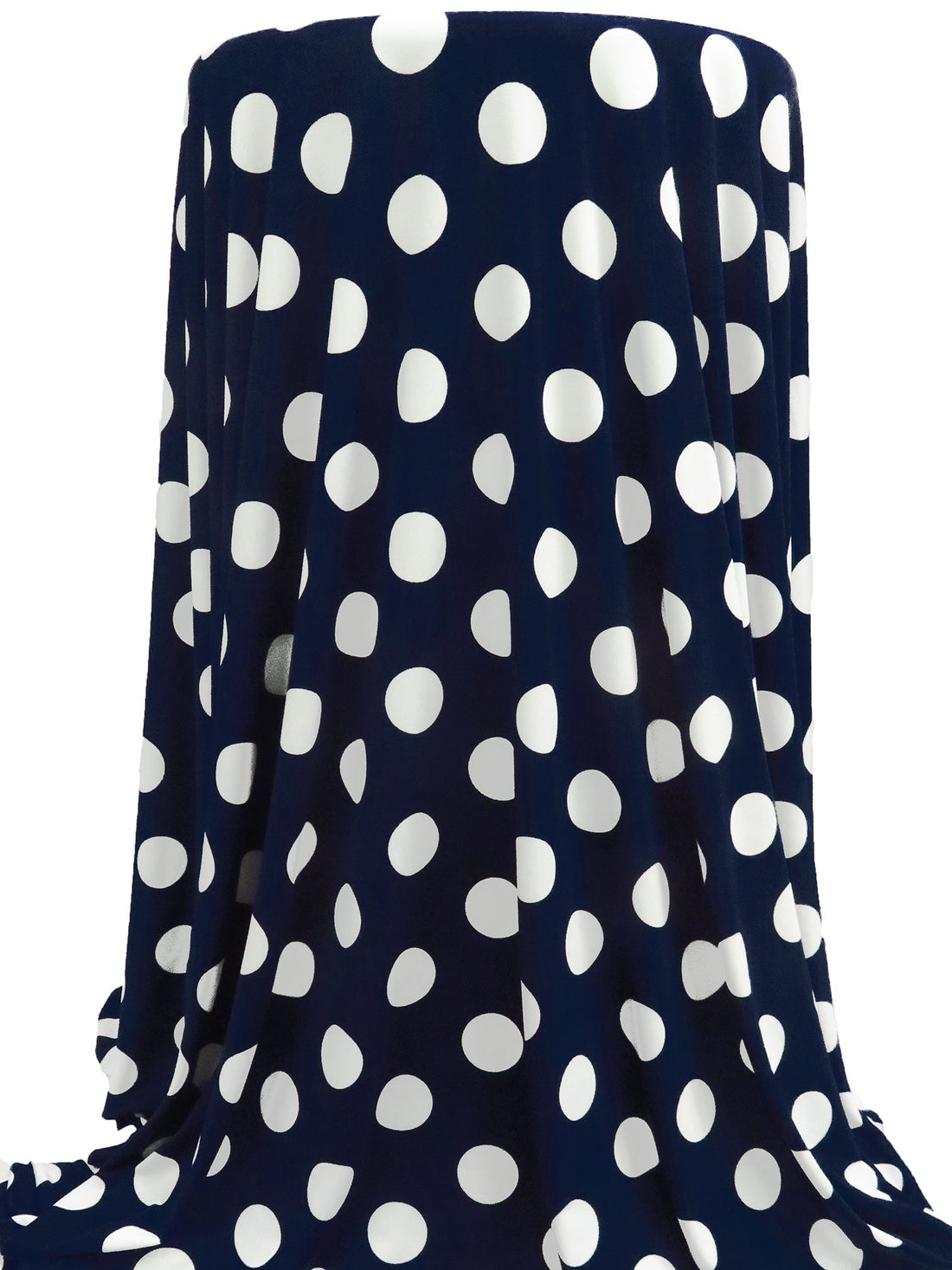 Midnight Blue/White Polyester/Lycra Polka Dot Print DTY Knit 56W