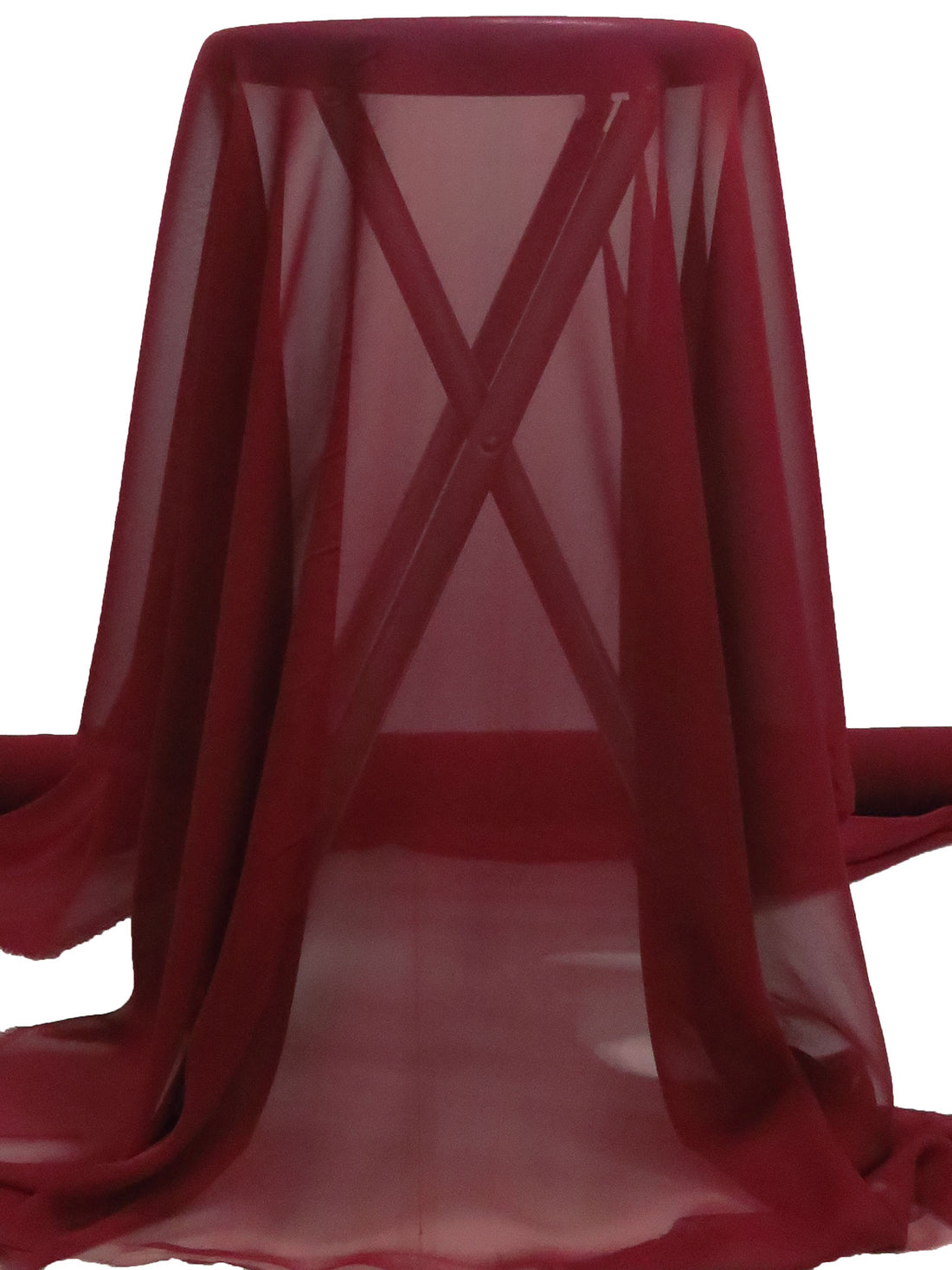 Dark Maroon 100% Silk Chiffon - NY Designer - 45W