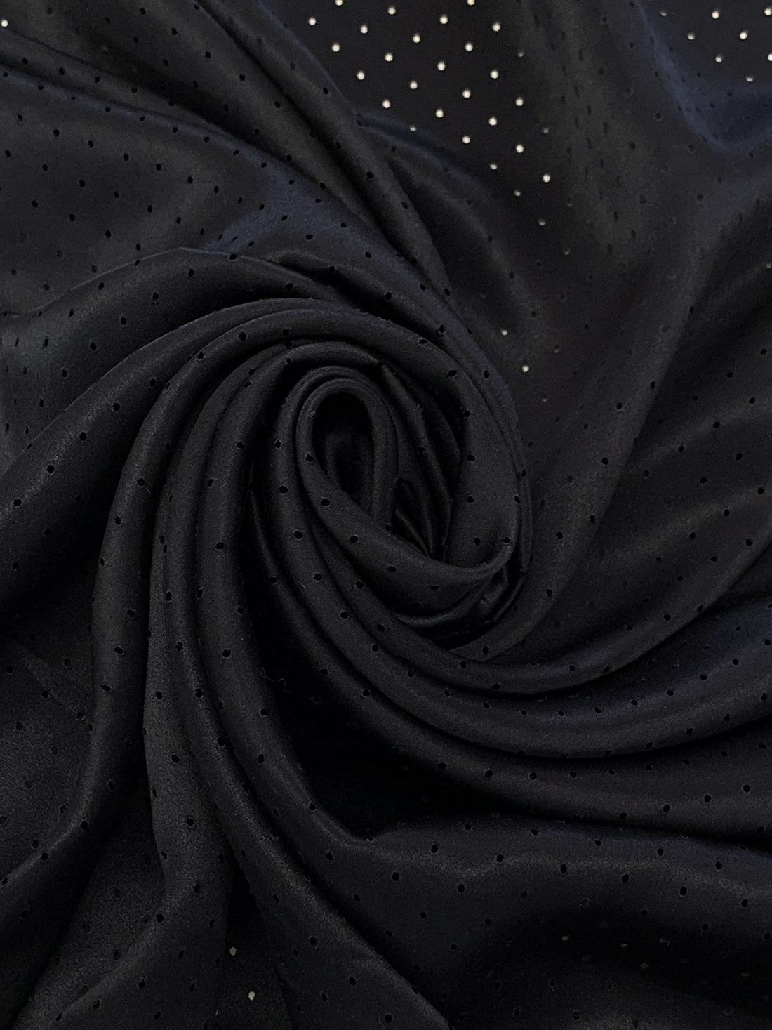 Muted Cool Black 100% Silk Laser-Cut Dot Charmeuse - NY Designer - 54W