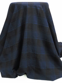 Dark Sapphire/Black Wool/Polyester Plaid Flannel Coating 60W