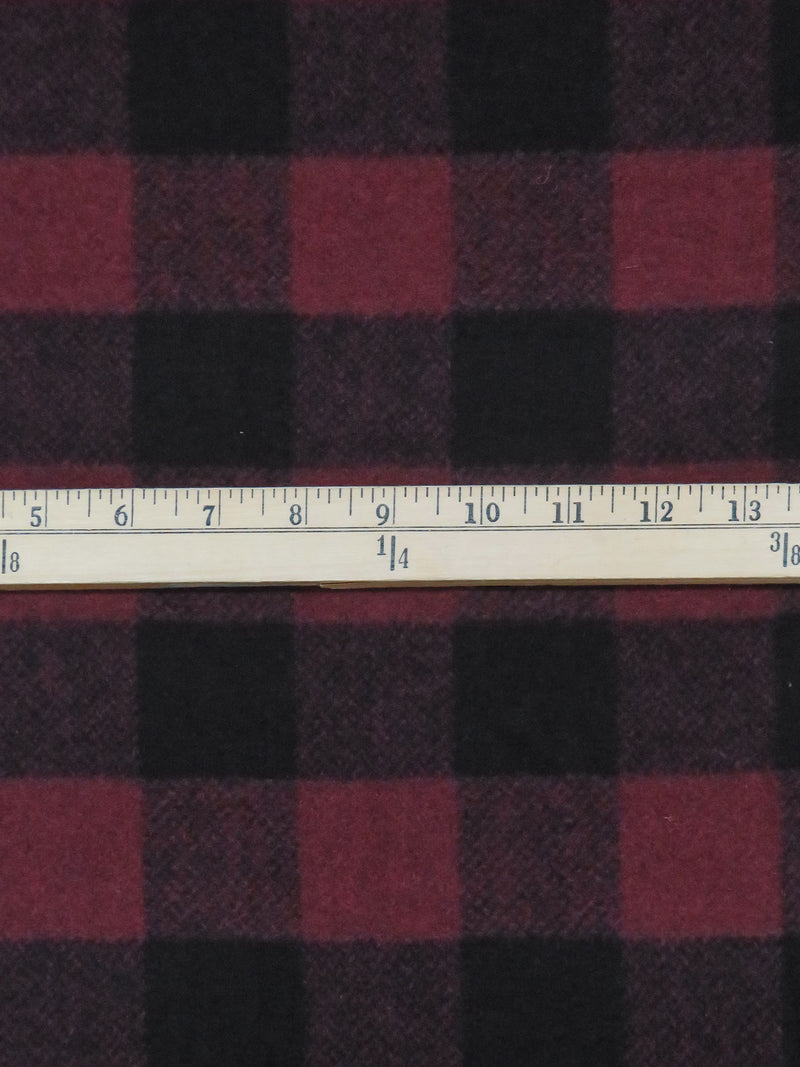 Burgundy/Black Wool/Polyester Plaid Coating 60W