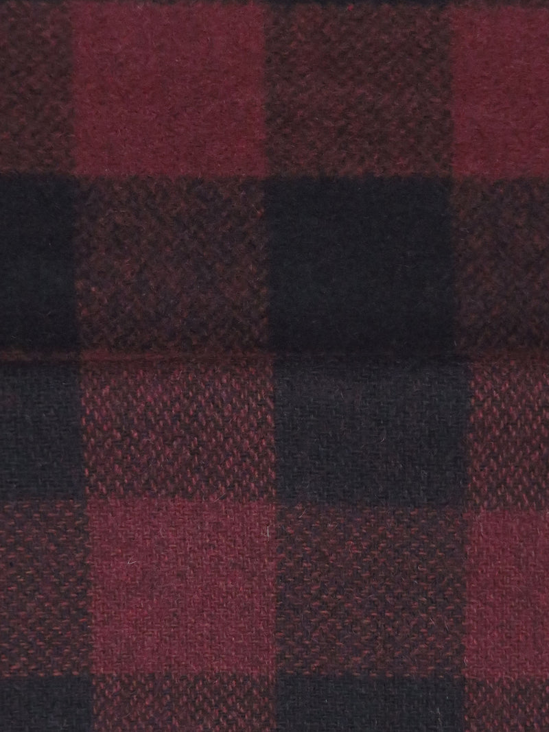 Burgundy/Black Wool/Polyester Plaid Coating 60W