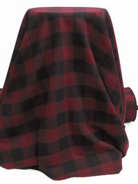 Burgundy/Black Wool/Polyester Plaid Coating 60W