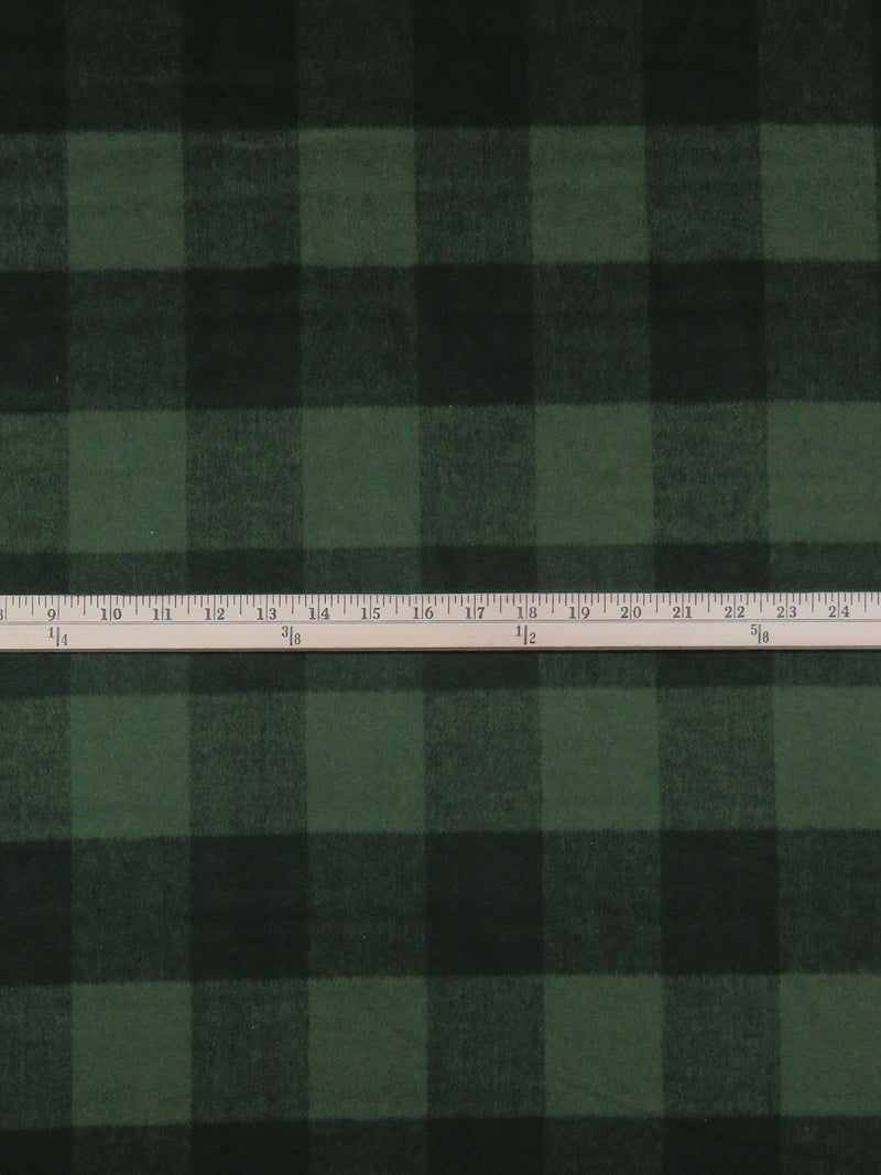 Rifle Green/Black Wool/Nylon Plaid Flannel Coating 60W