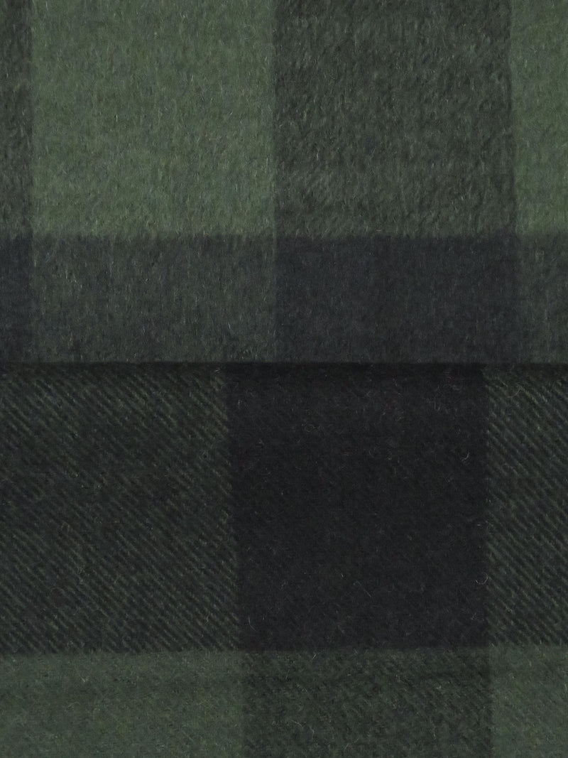 Rifle Green/Black Wool/Nylon Plaid Flannel Coating 60W