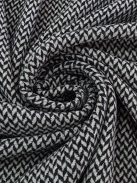 Cloud Gray/Black Wool/Nylon Brushed Novelty Herringbone Coating - NY Designer - 60W