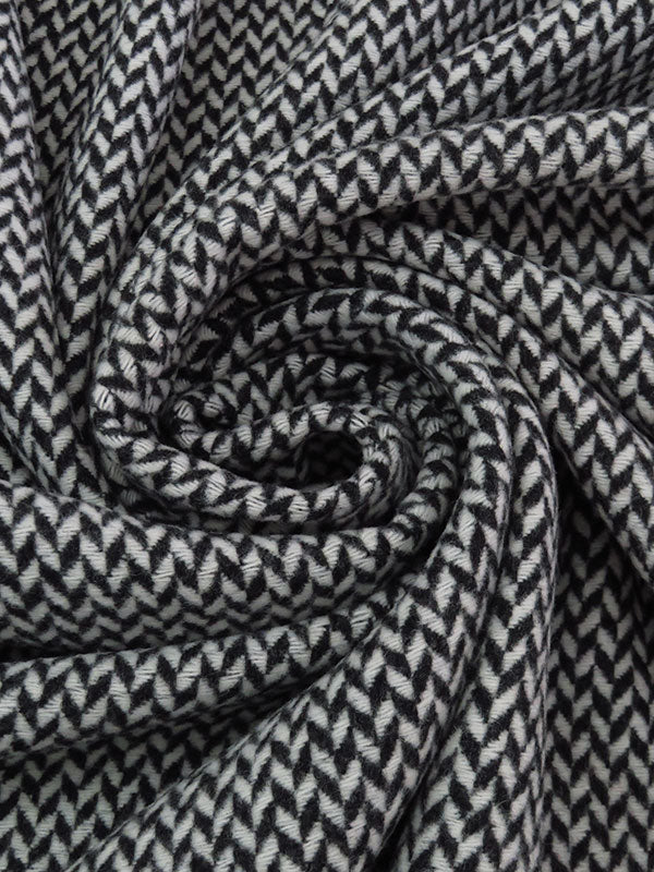 Cloud Gray/Black Wool/Nylon Brushed Novelty Herringbone Coating - NY Designer - 60W