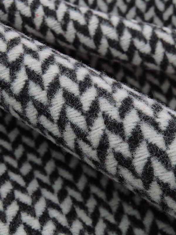 Cloud Gray/Black Wool/Nylon Brushed Novelty Herringbone Coating - NY Designer - 60W