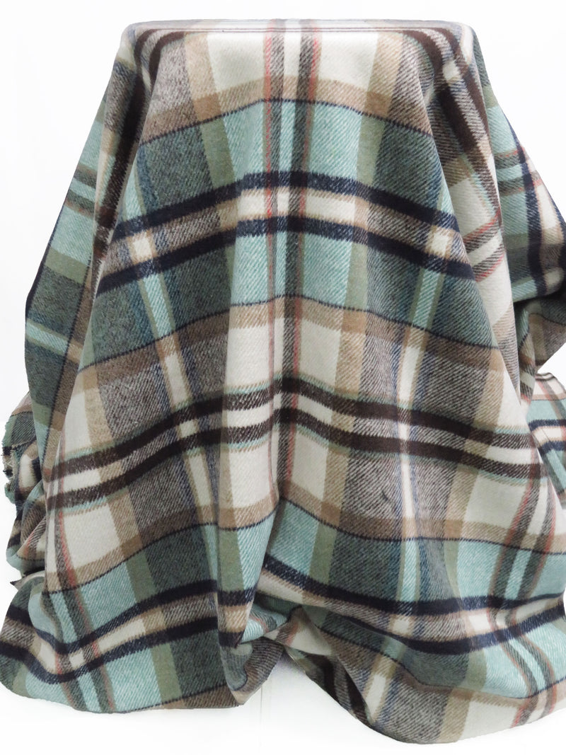 Sea Glass/Pale Oatmeal/Navy/Multi Wool/Polyester Plaid Flannel Coating 58W