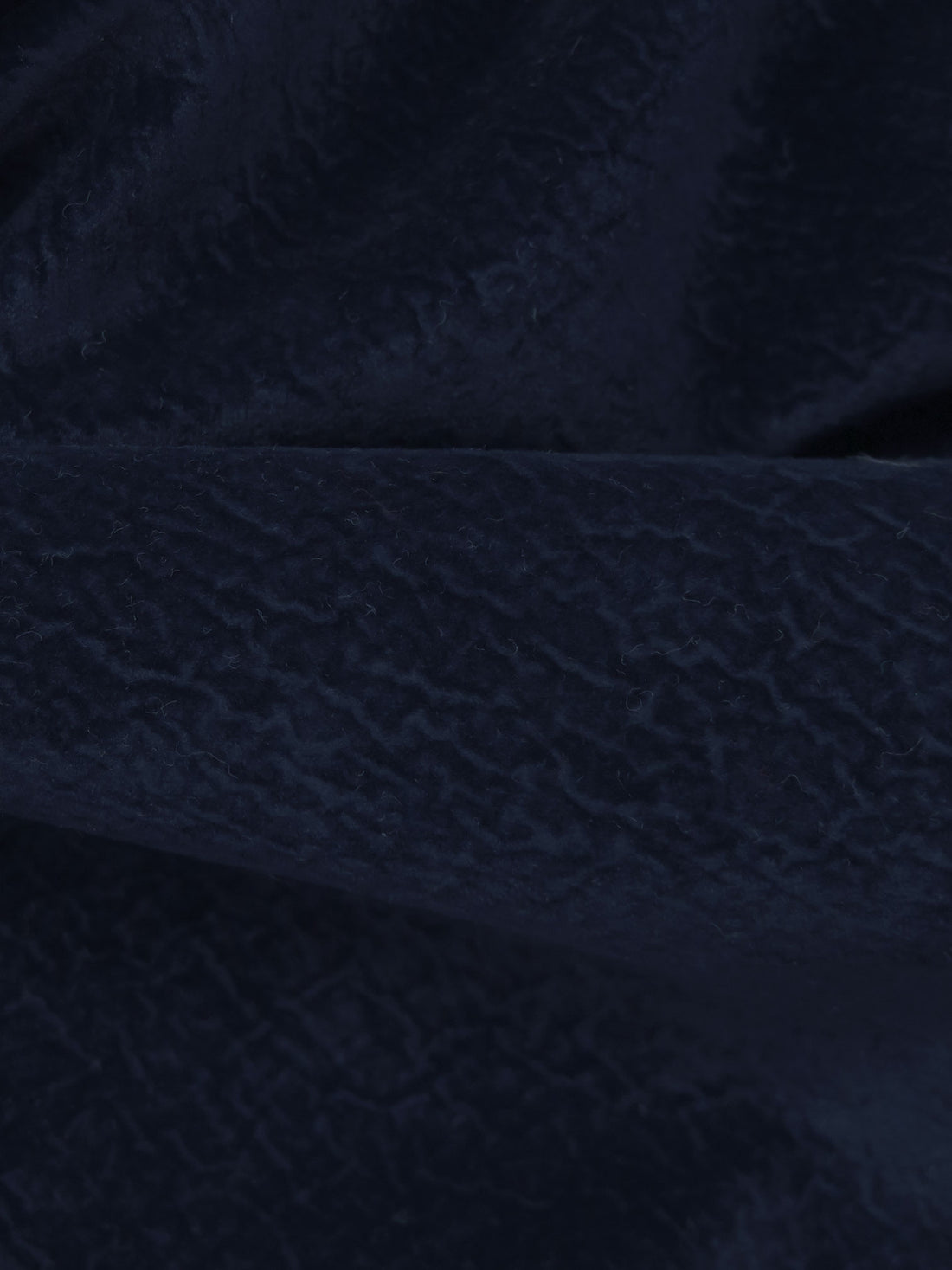 Midnight Blue 100% Cotton Crinkle-Look Suede Suiting 55W