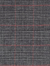 Black/Pale Gray/Cherry Red 100% Wool Glen Plaid Design Flannel Coating 58W