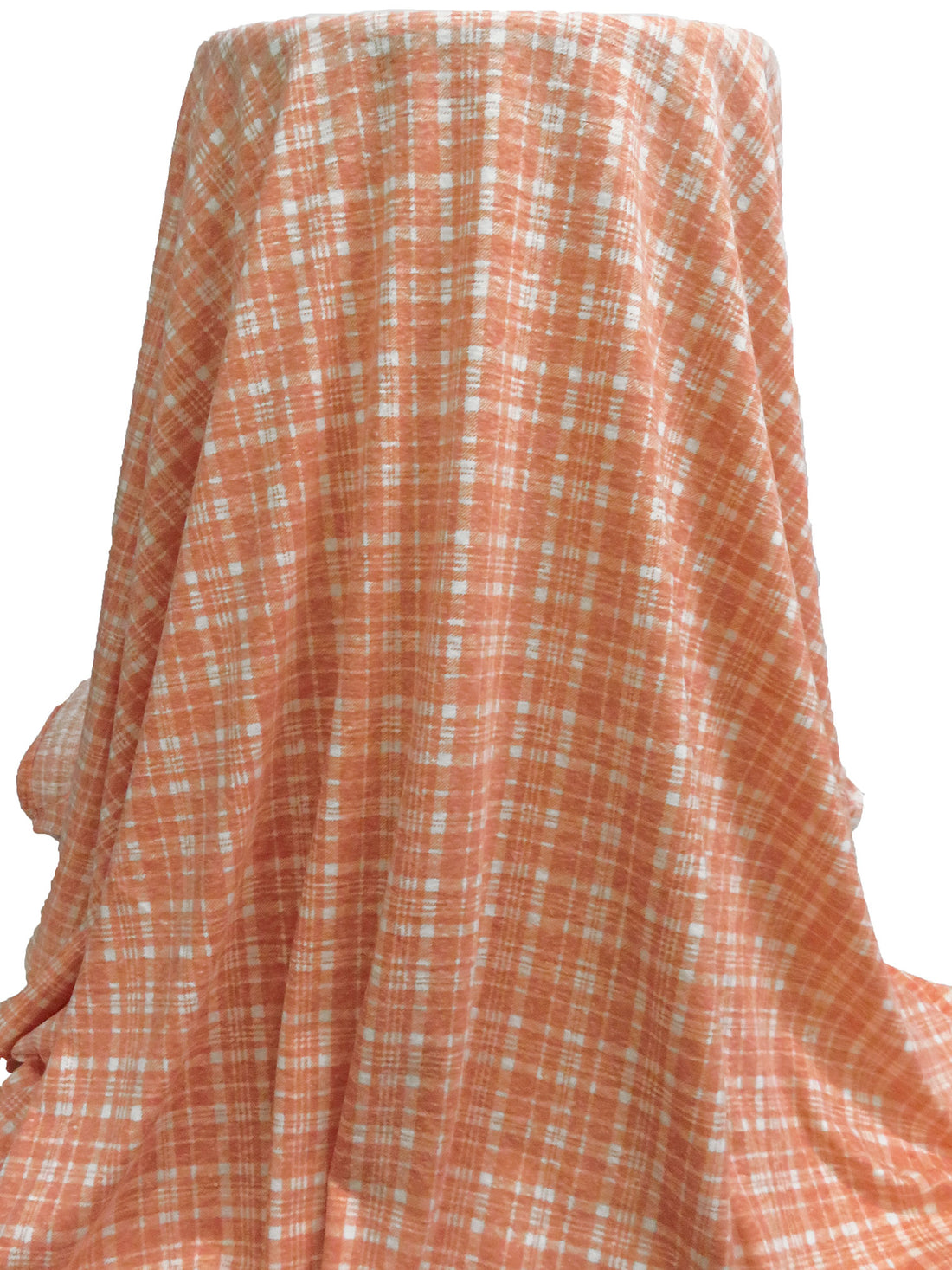 Sawtooth Oak/White Polyester/Cotton Heathered Plaid Print Jersey Knit 57W