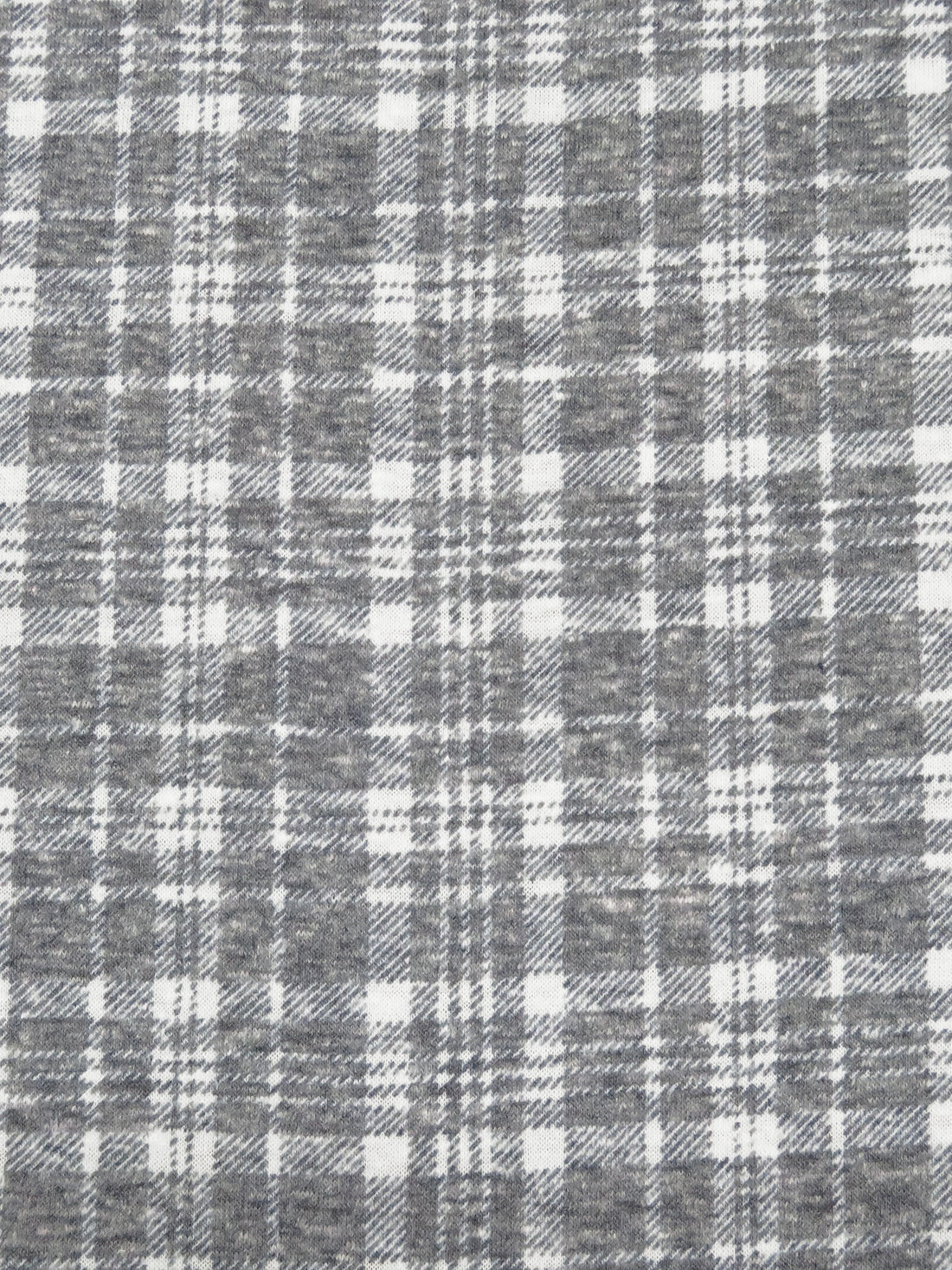 SOLD AS IS ONLY - Mid Gray/White Polyester/Cotton Heathered Plaid Print Jersey Knit 56W