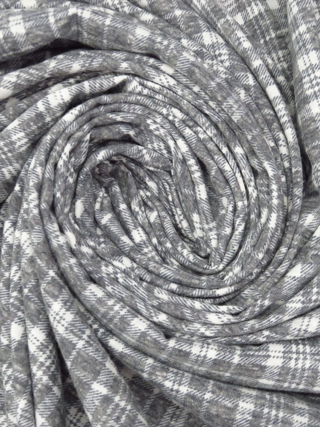 SOLD AS IS ONLY - Mid Gray/White Polyester/Cotton Heathered Plaid Print Jersey Knit 56W