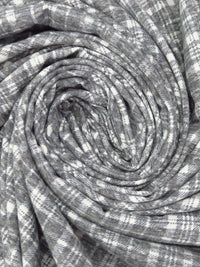SOLD AS IS ONLY - Mid Gray/White Polyester/Cotton Heathered Plaid Print Jersey Knit 56W