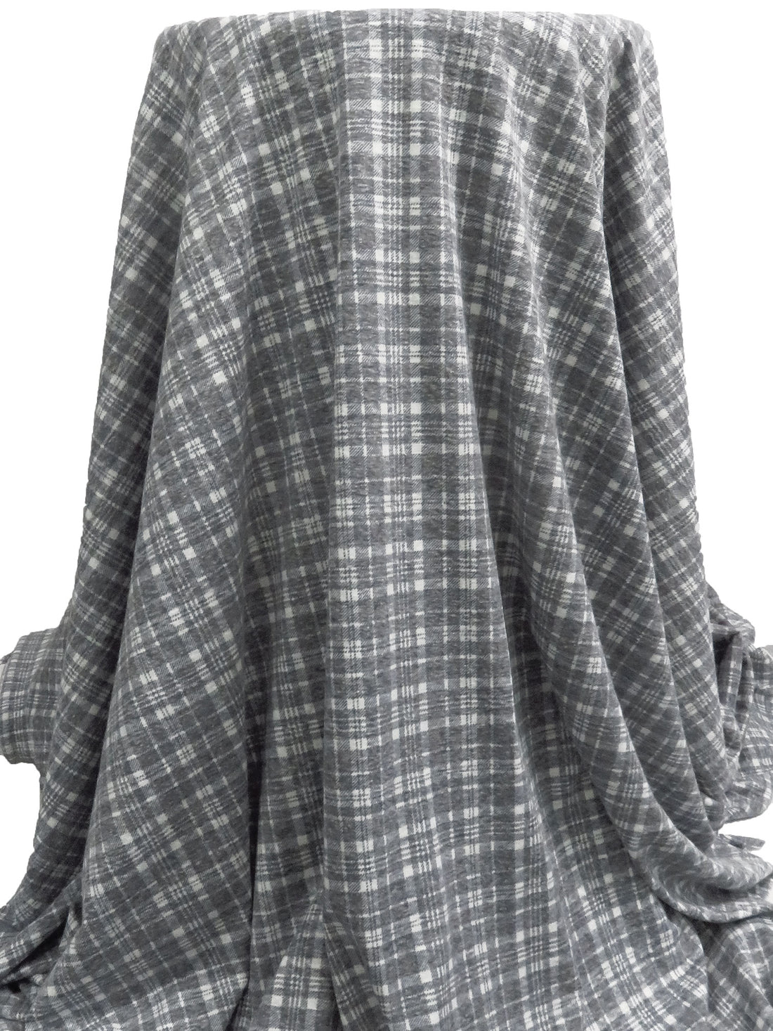 SOLD AS IS ONLY - Mid Gray/White Polyester/Cotton Heathered Plaid Print Jersey Knit 56W
