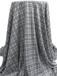SOLD AS IS ONLY - Mid Gray/White Polyester/Cotton Heathered Plaid Print Jersey Knit 56W