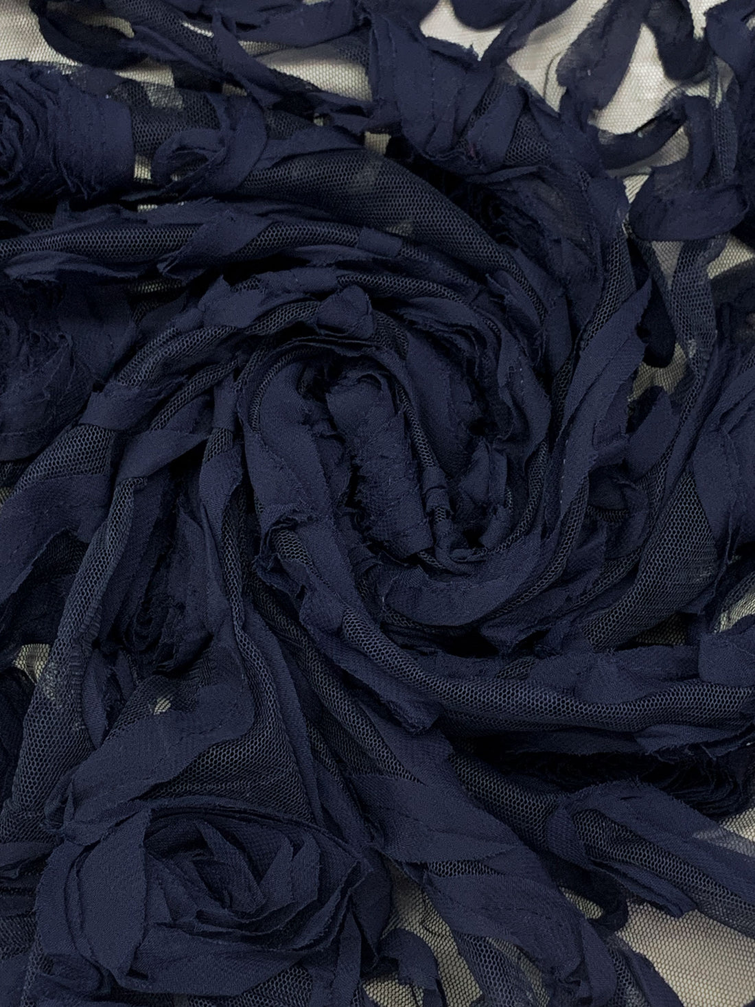 Navy 100% Nylon Embellished Rosettes Netting 52W