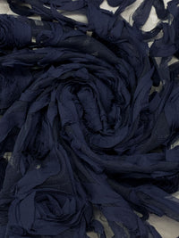 Navy 100% Nylon Embellished Rosettes Netting 52W