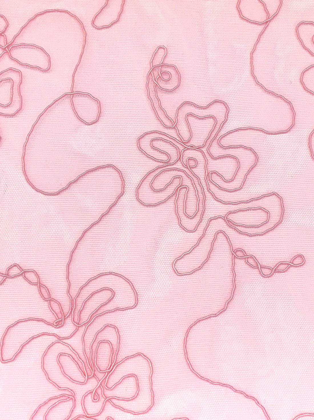 Queen Pink 100% Nylon Embellished Floral Cord Netting 55W