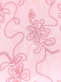 Queen Pink 100% Nylon Embellished Floral Cord Netting 55W