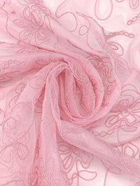 Queen Pink 100% Nylon Embellished Floral Cord Netting 55W