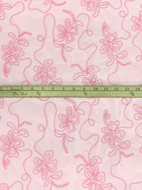 Queen Pink 100% Nylon Embellished Floral Cord Netting 55W