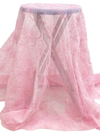 Queen Pink 100% Nylon Embellished Floral Cord Netting 55W