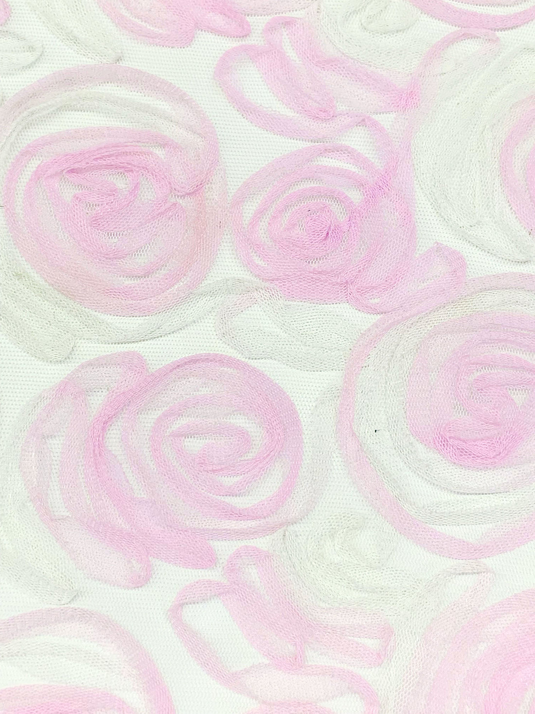 Pink Lavender/Off-White 100% Nylon Embellished Rosettes Netting 56W