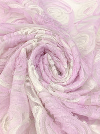 Pink Lavender/Off-White 100% Nylon Embellished Rosettes Netting 56W