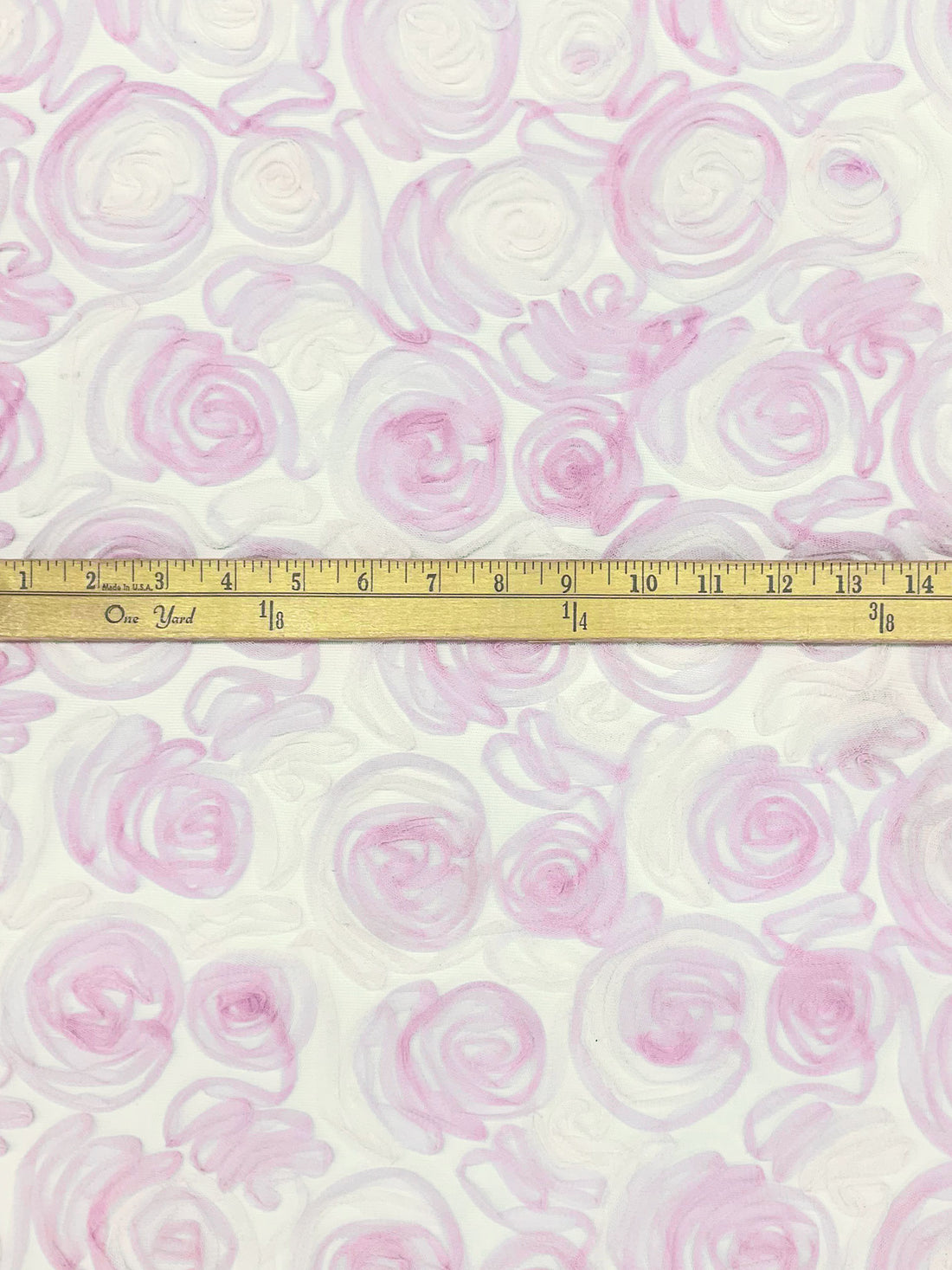 Pink Lavender/Off-White 100% Nylon Embellished Rosettes Netting 56W