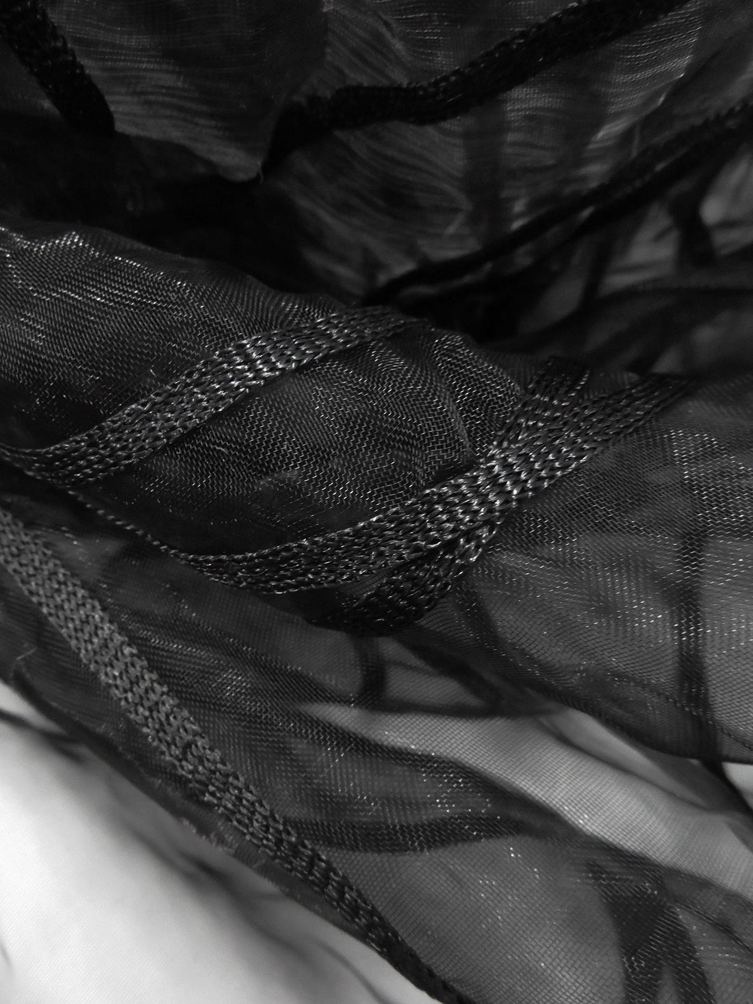 Black 100% Nylon Embellished Swirls Organza 106W