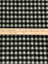 Ivory/Black 100% Wool Check Plaid Brushed Coating - NY Designer - 60W