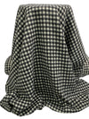 Ivory/Black 100% Wool Check Plaid Brushed Coating - NY Designer - 60W