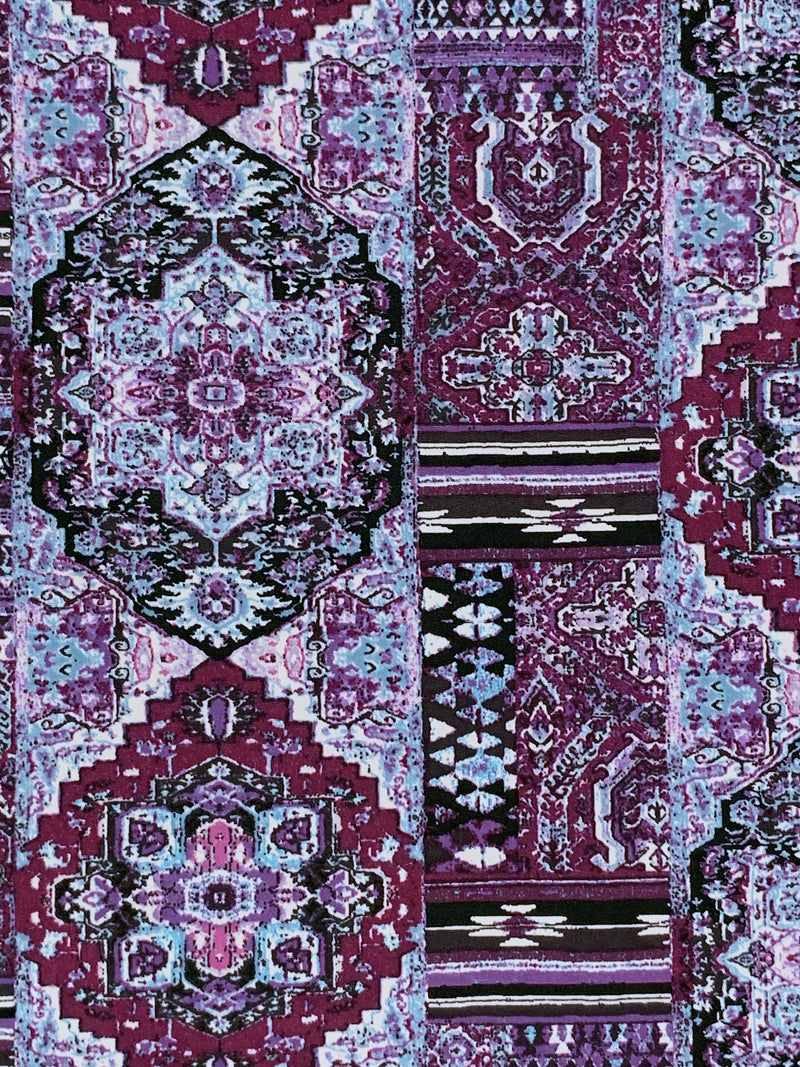 Old Mauve/Wisteria/Black/White Polyester/Lycra Abstract Multi-Print DTY Knit 58W
