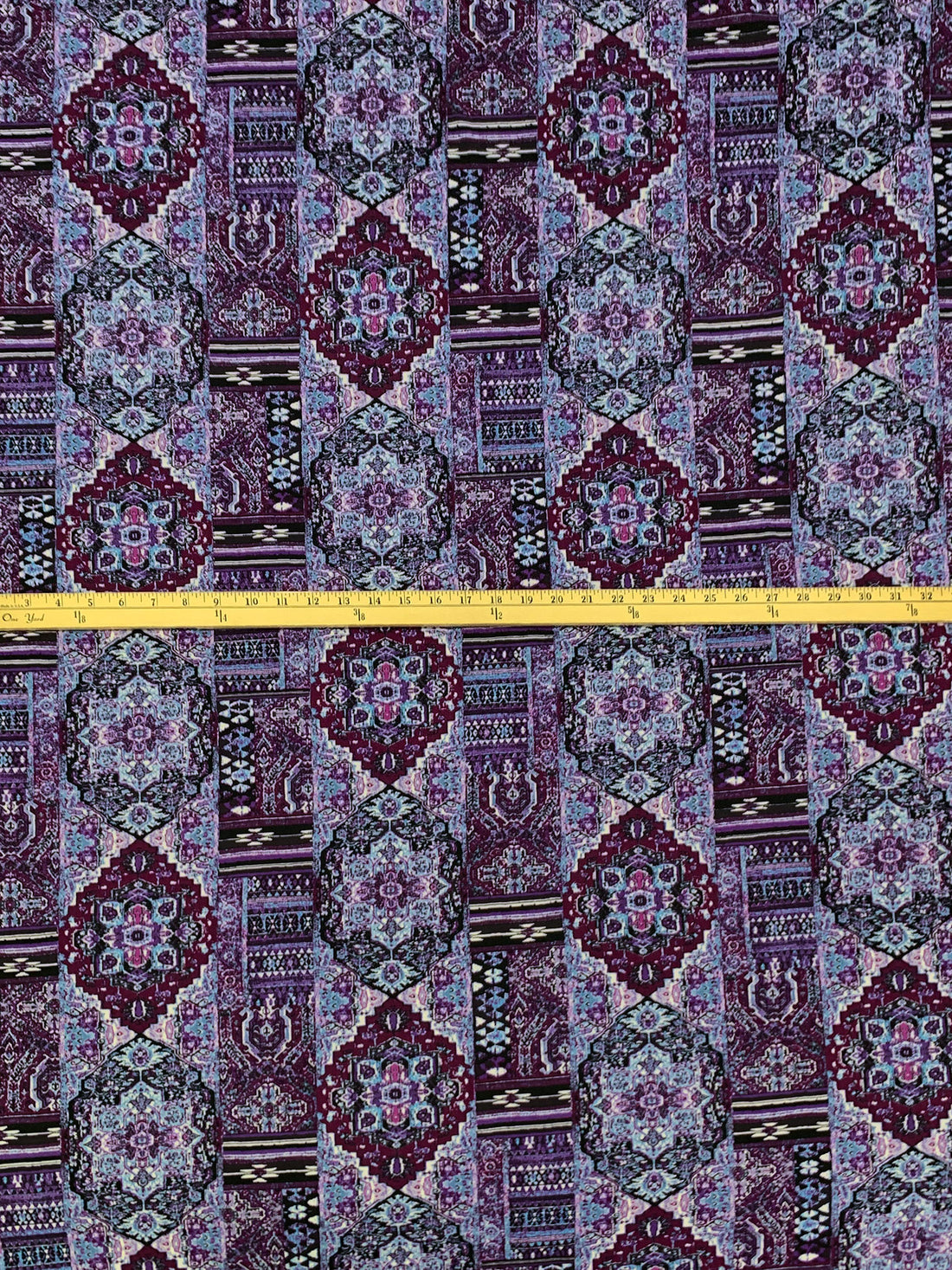 Old Mauve/Wisteria/Black/White Polyester/Lycra Abstract Multi-Print DTY Knit 58W