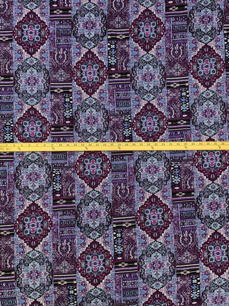 Old Mauve/Wisteria/Black/White Polyester/Lycra Abstract Multi-Print DTY Knit 58W
