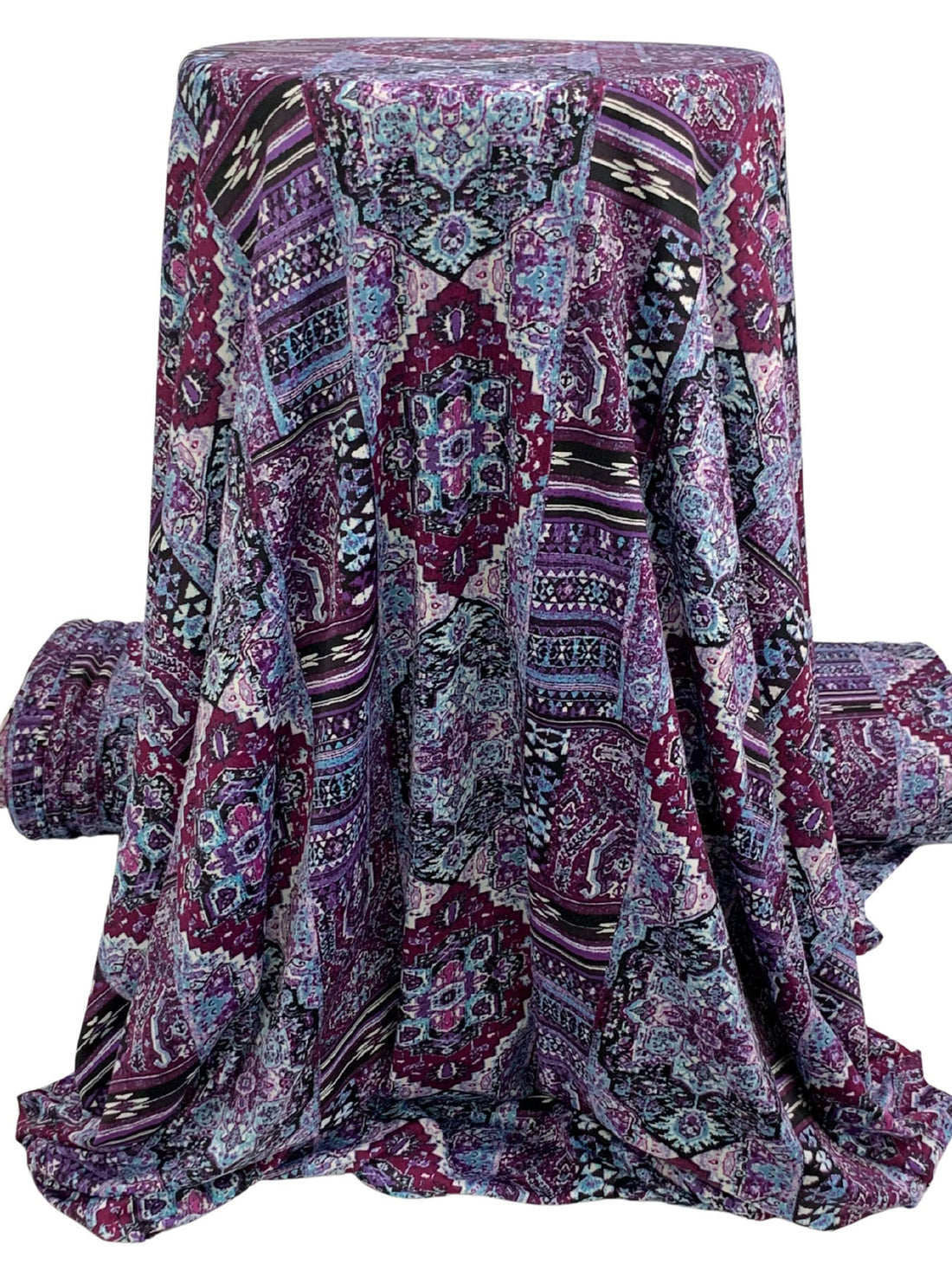 Old Mauve/Wisteria/Black/White Polyester/Lycra Abstract Multi-Print DTY Knit 58W