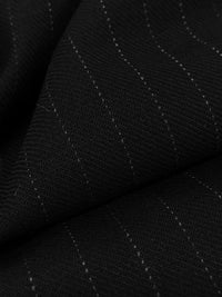 Black/Gray Wool/Polyester/Lycra Vertical Pinstripe Twill Weave Stretch Suiting - NY Designer - 56W