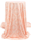 Apricot/White Polyester/Lycra Ornate Medallion Lattice Print DTY Knit 58W